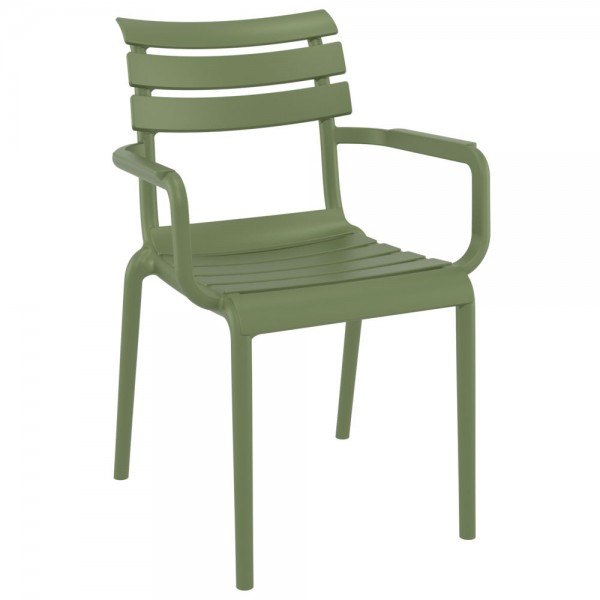ISP282  Helen Outdoor Resin Restaurant Patio Hospitality Commercial Stacking Dining Arm Chair